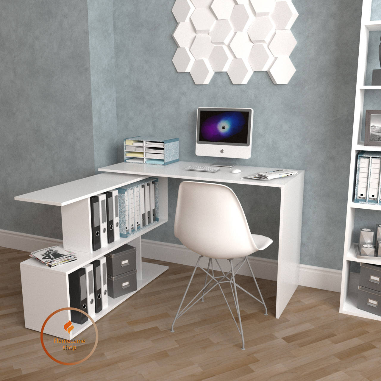 

Стол компьютерный угловой Белый, прямой, письменный стол из ДСП