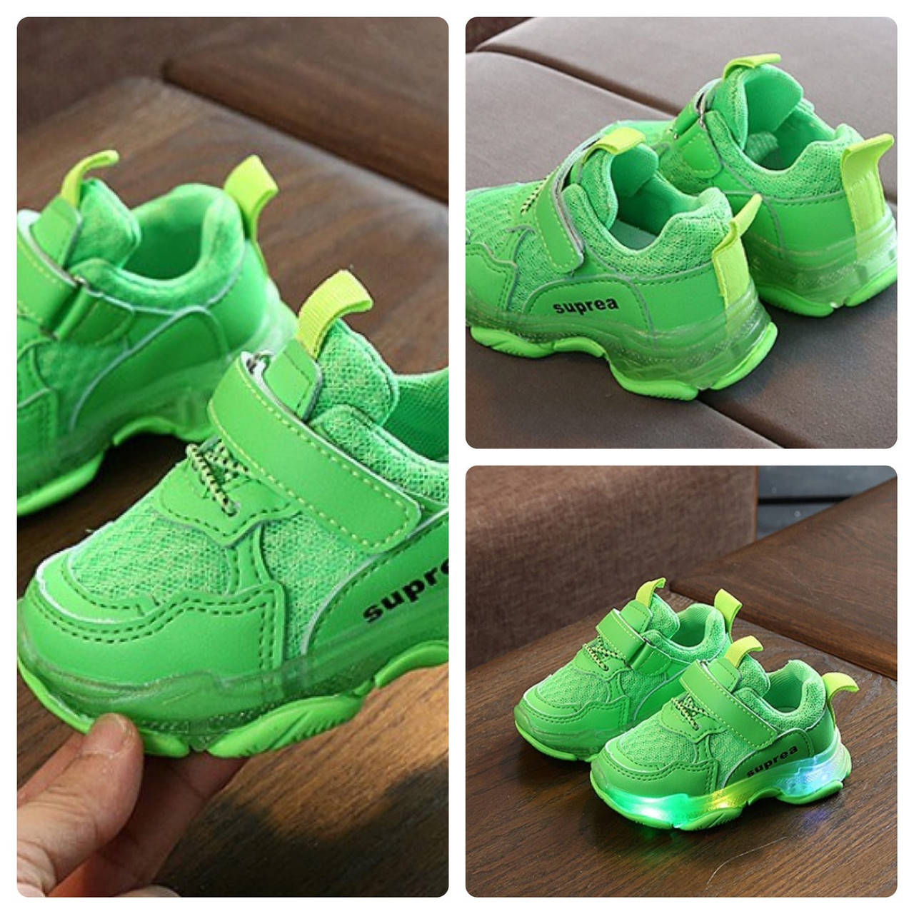 

Детские LED кроссовки (светящиеся кеды) от 13/13,5/14 см по стельке салатовые 14