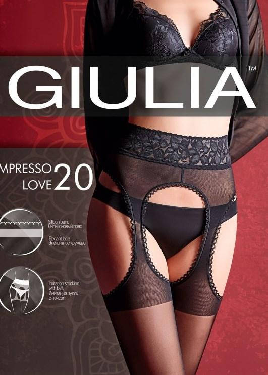

Колготки женские имитация чулок с поясом Impresso Love 20 тм Giulia, Черный