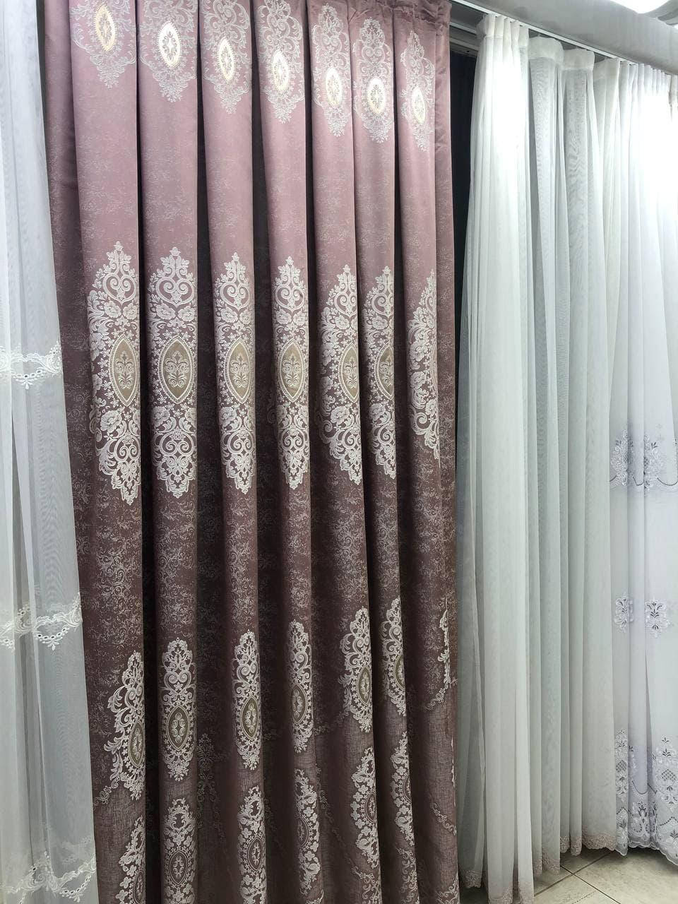 

Портьеры шторы турецкого качества Цвет: Розовый(пудра). Цена за 3 метра