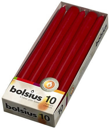 

Свеча коническая бордовая Bolsius 24,5 см 10 шт (s30-036Б), Бордовый