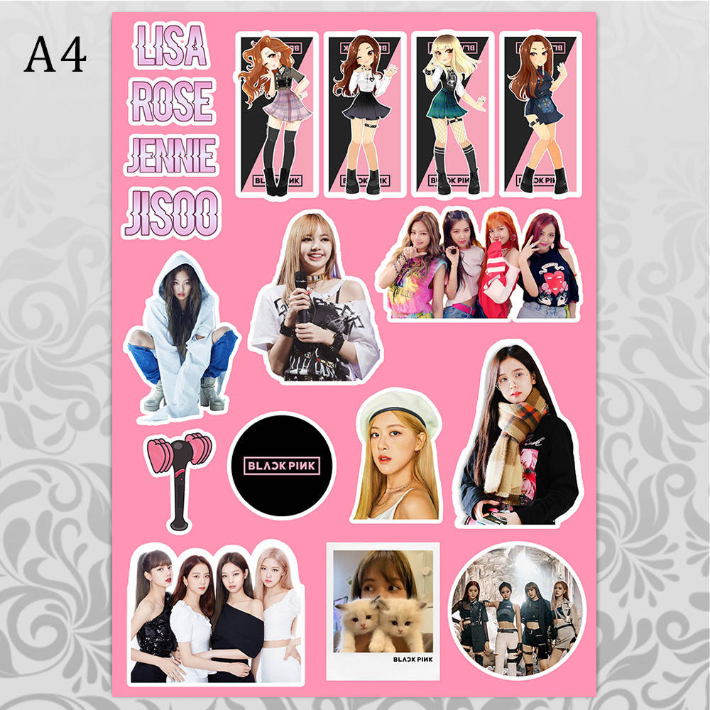 

Стикеры Art Black Pink А4 без порезки 02, Разные цвета