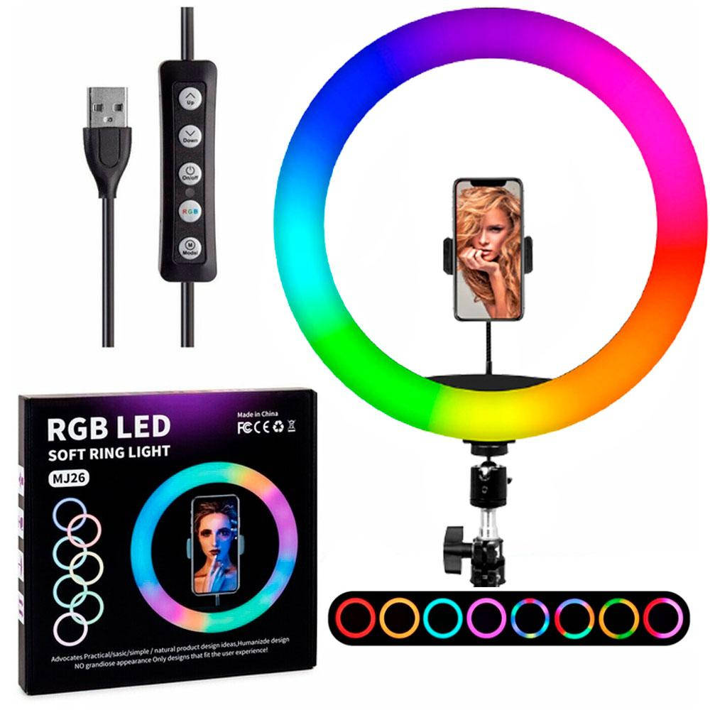 

Кольцевая лампа RGB MJ 260 Soft Ring Light 26 см / Световое кольцо для Селфи RGB