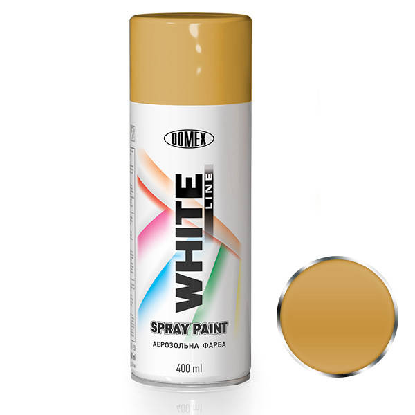 

Спрей краска Металлик Domex White Line. 400 мл. Светло-золотой 136