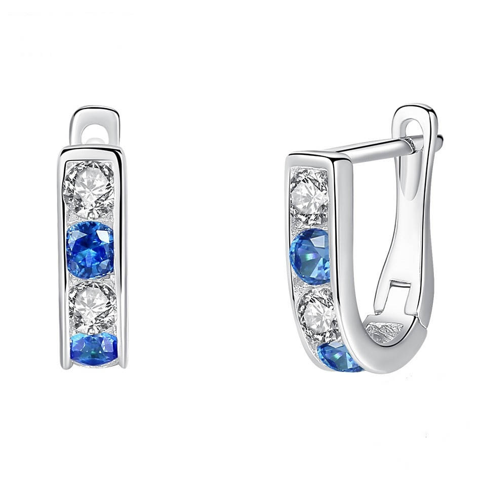 

Серебряные женские серьги 925 пробы с кристаллами циркония "Elizabeth Blue"