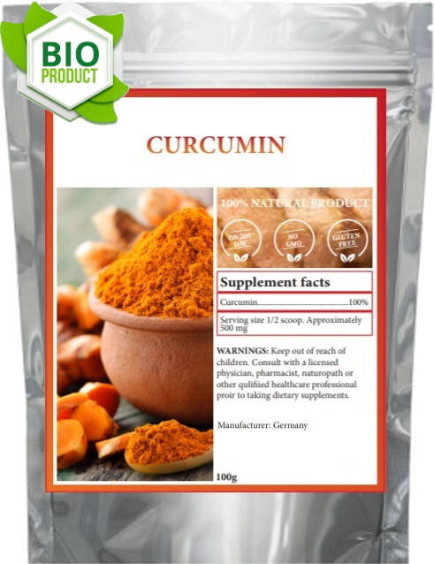 

Куркумін 100г. Німеччина, органічний порошок з елітних сортів куркуми із вмістом куркуміну не менш 60%