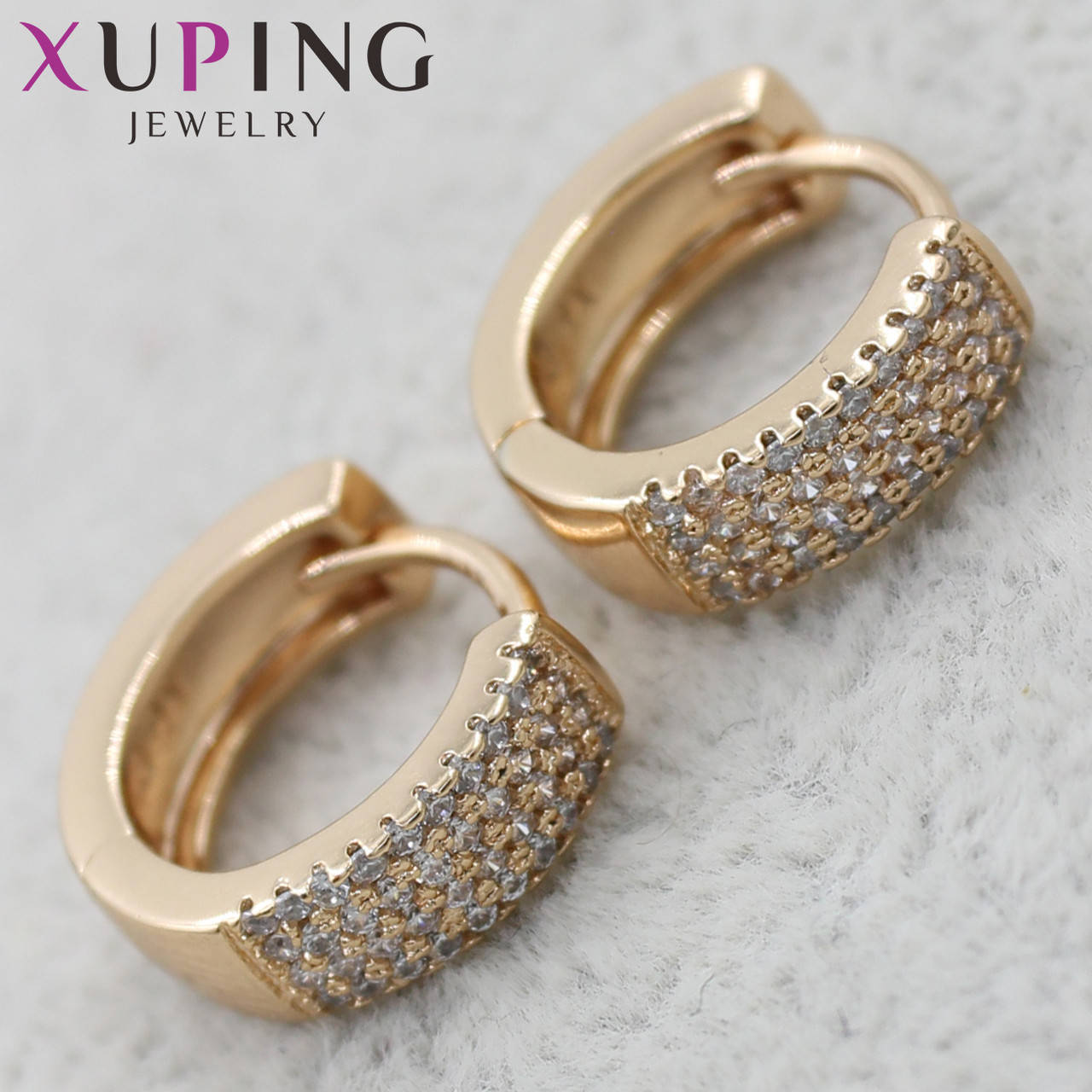 

Серёжки женские медицинское золото Xuping Jewelry позолото кольца конго широкие с кристаллами 24K