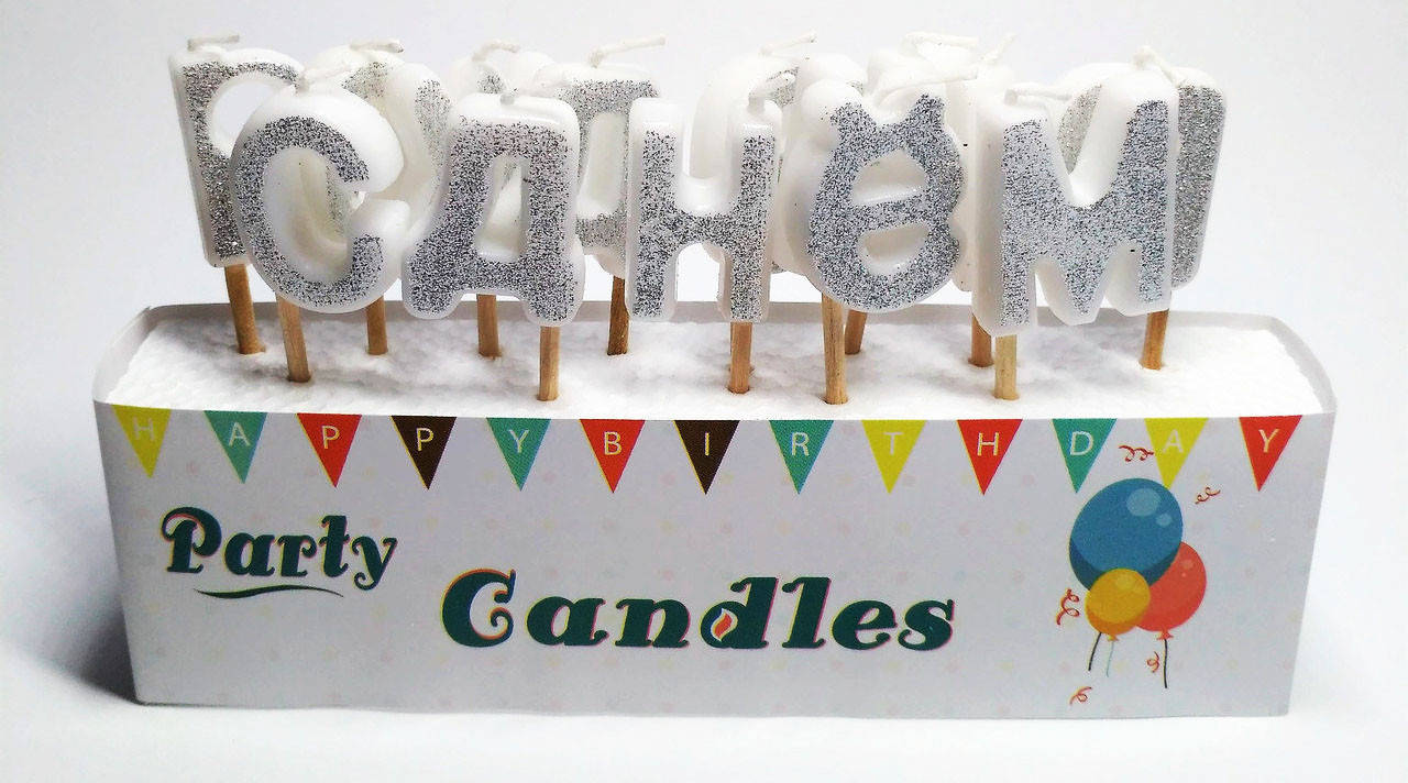 

Набор Свечи для торта "С Днем Рождения" серебро (рус.яз.) Party Candles