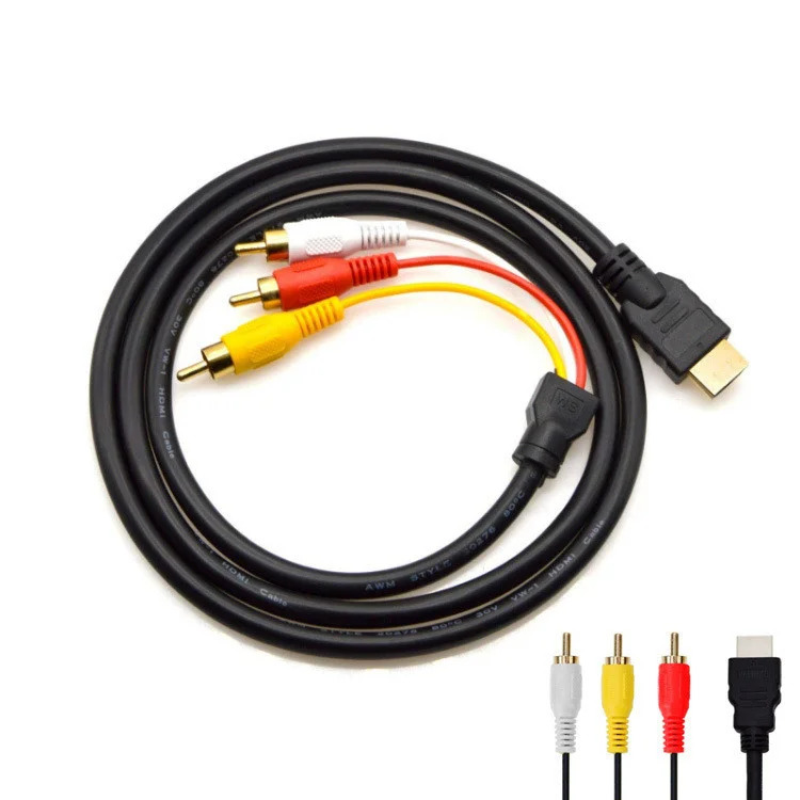 

Кабель HDMI - 3 RCA на 1,5 метра, Черный
