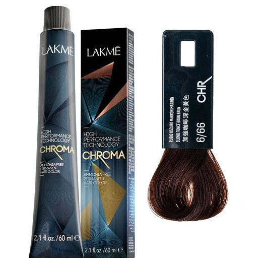 

Безаммиачная крем-краска для волос Lakme CHROMA 6/66 Темный блондин коричневый яркий