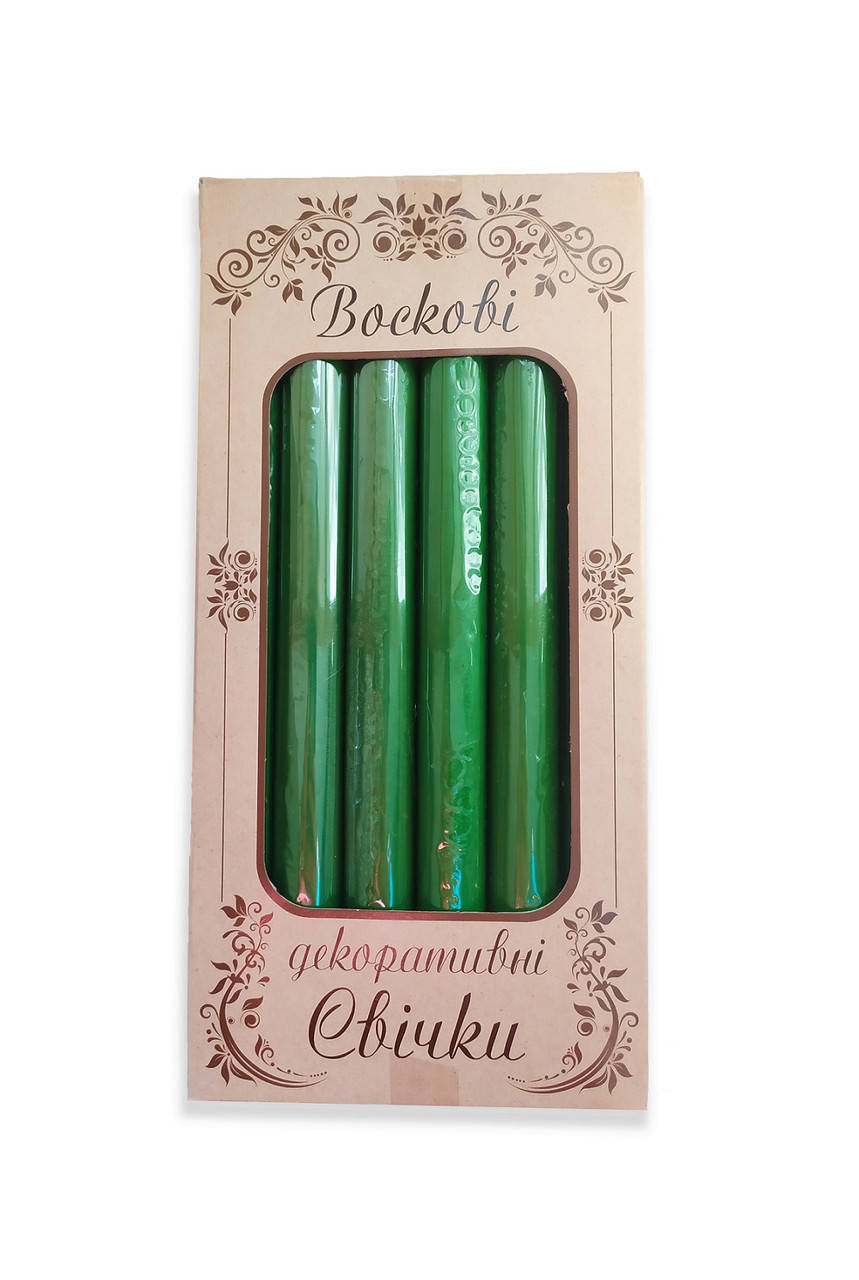 

Зеленые восковые свечи 25см Упаковка (6 свечей), Зелёный