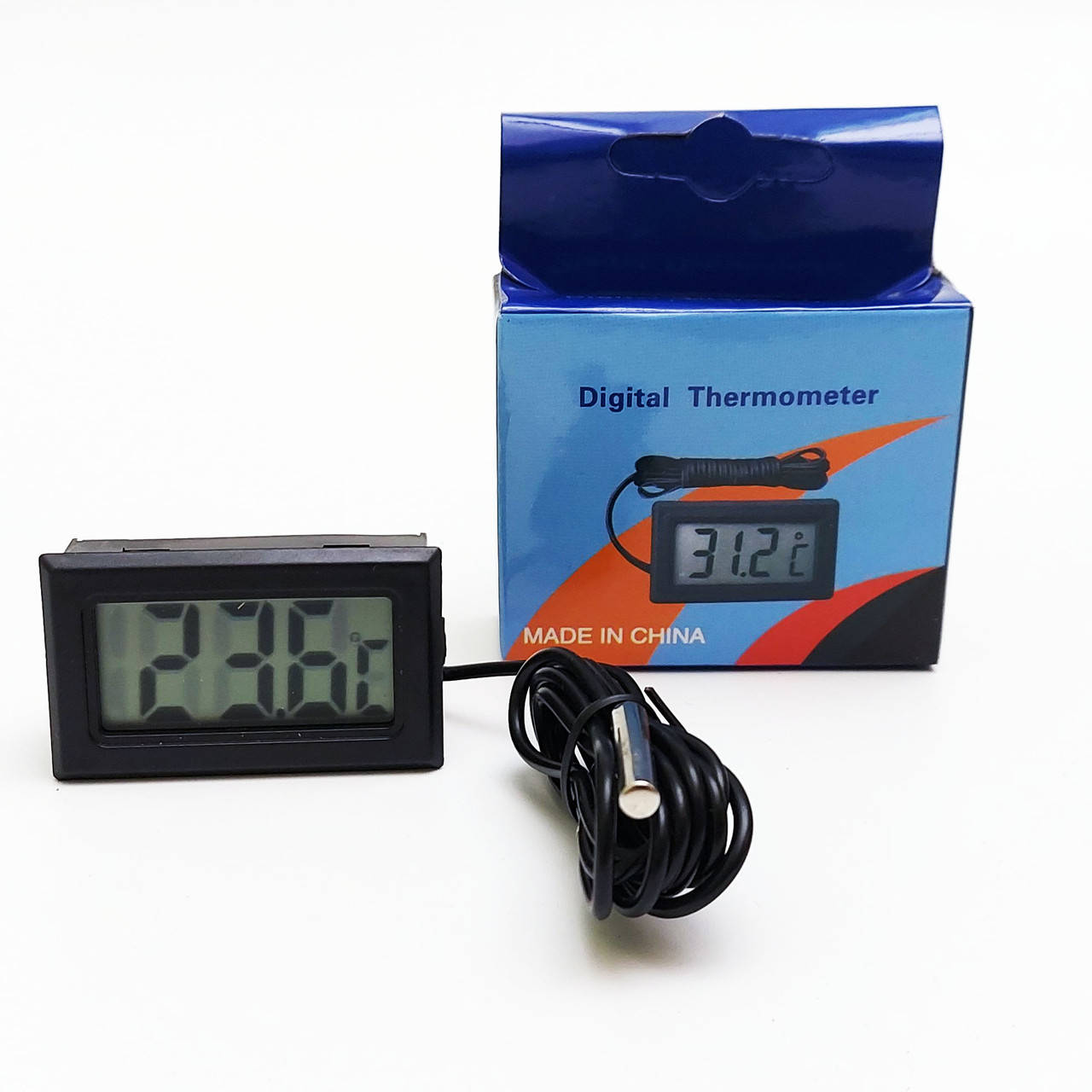 

Термометр цифровой на батарейках с капиллярным датчиком. (5см*3см)