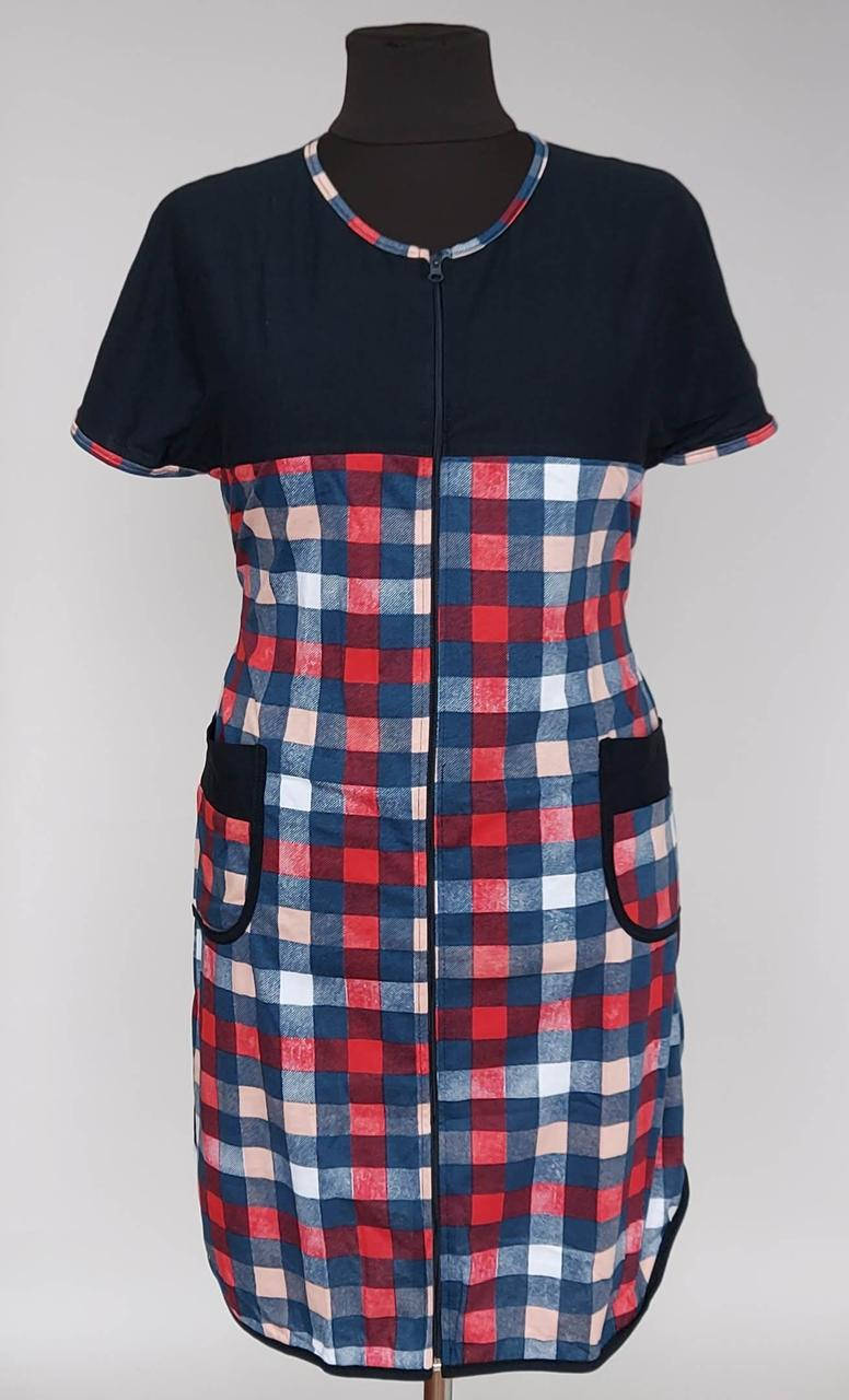 

Молодежный женский халат с короткими рукавами (48-58 р), Темно-синий