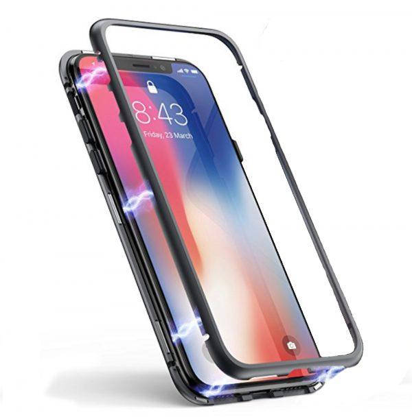 

Магнитный чехол со стеклянной задней панелью для iPhone X/XS, Черный