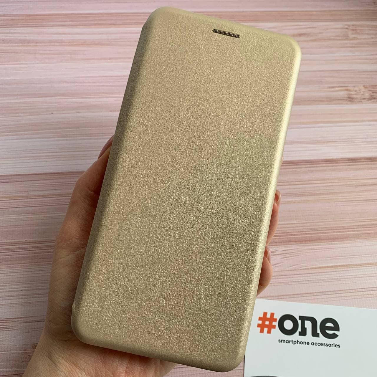 

Чехол книга для Xiaomi Redmi Note 9 Pro с магнитом подставкой книжка на телефон сяоми нот 9 про золотая STN