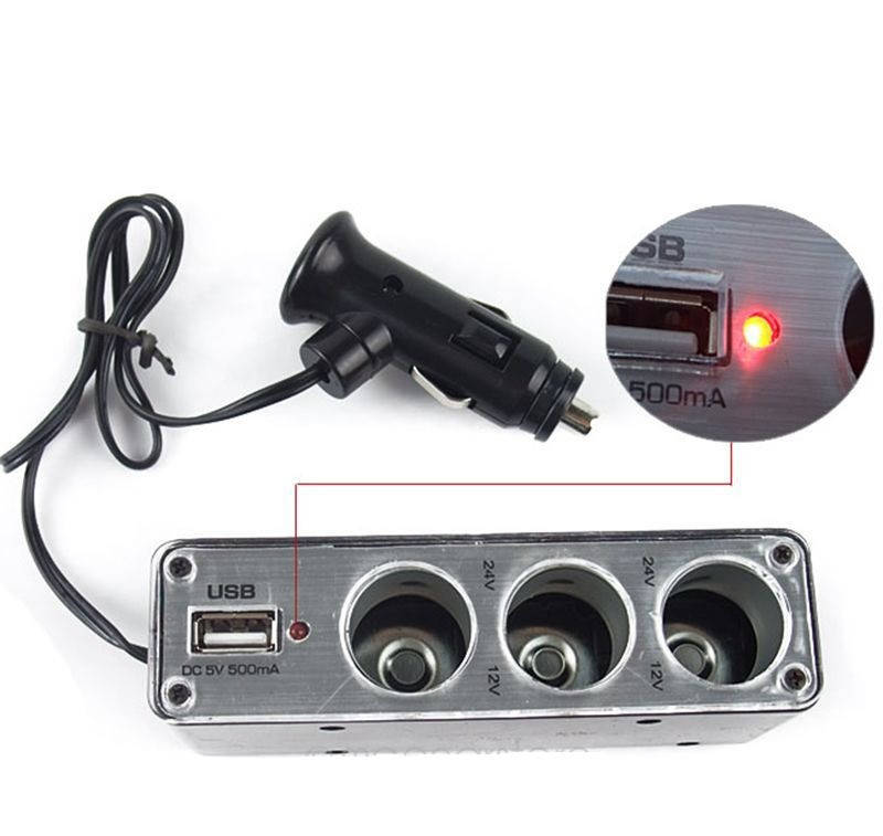 

Автомобильный тройник для прикуривателя с USB WF-0096 - USB разветвитель