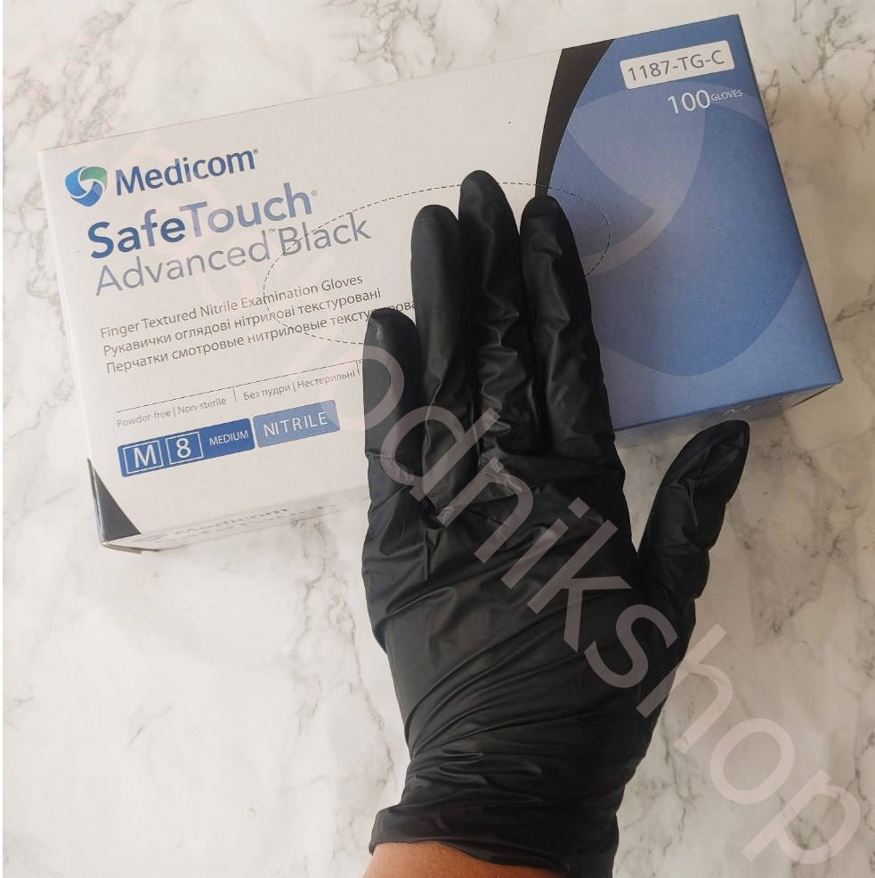 

Перчатки Medicom SoftTouch нитриловые, черные, размер М 100 шт / 50пар, Черный