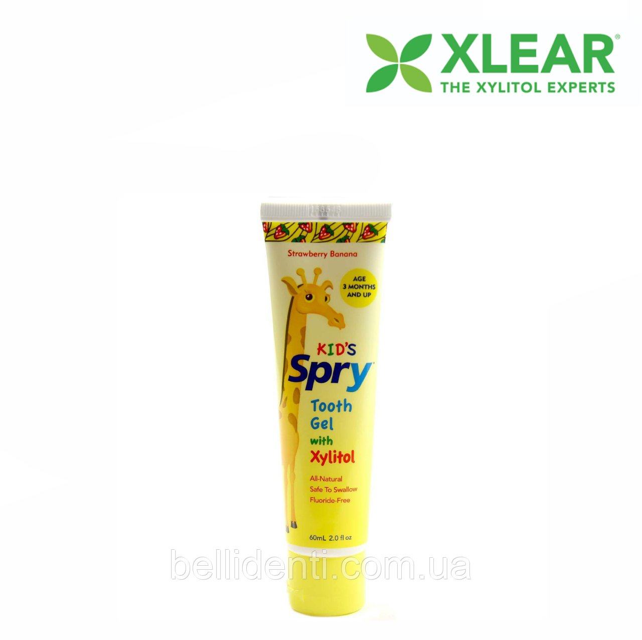 

Зубной гель Xlear, Kids Spry с ксилитом, со вкусом клубники и банана (0-3 лет), 60 мл