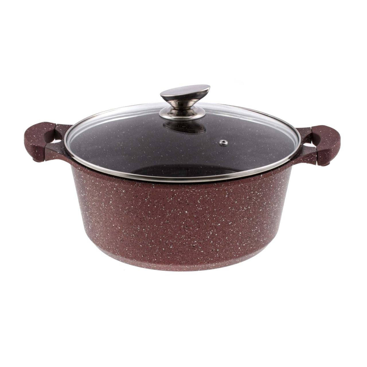 

Кастрюля с мраморным покрытием d20см бордовая, Бордовый