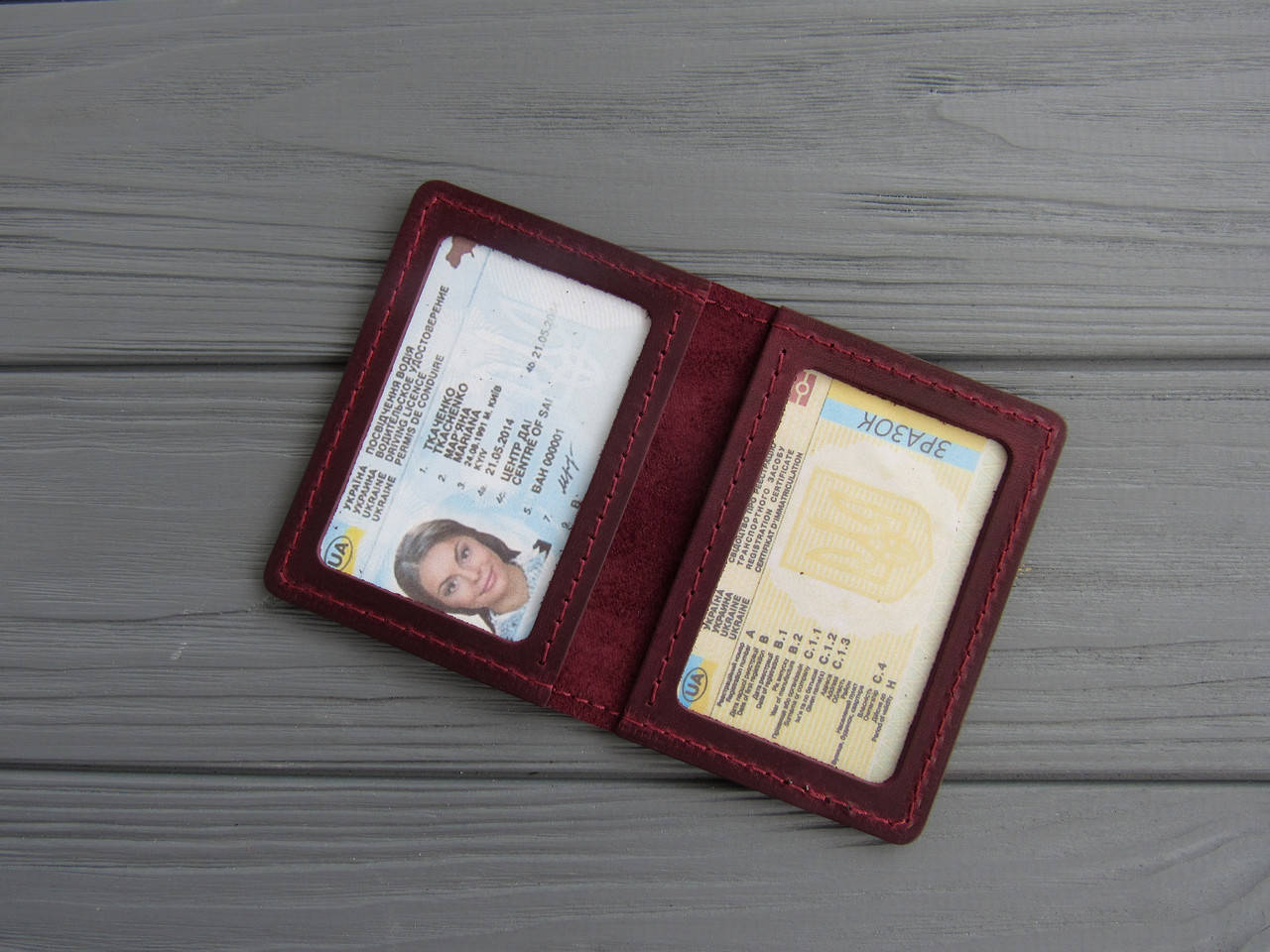 

Обложка для водительских прав нового образца из натуральной кожи, марсала, Бордовый