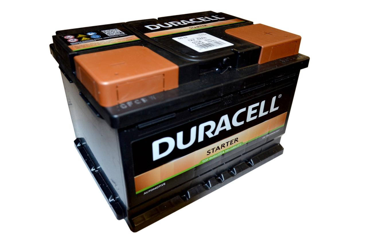 

Аккумулятор автомобильный 62Ah (-/+) Duracell Starter АКБ 241x175x190 DS 62