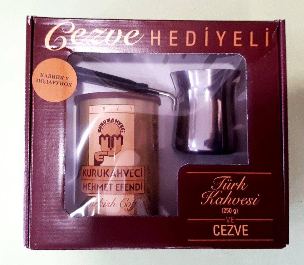 

Подарочный набор Kurukahveci Mehmet Efendi 250 г молотый кофе + турка