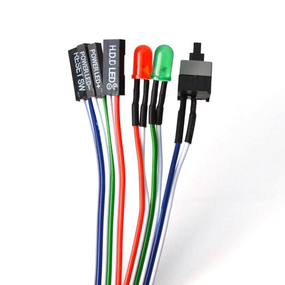 

Кнопка включения компьютера Reset/ PowerLED/ HDD LED, 1 кнопка, Разные цвета