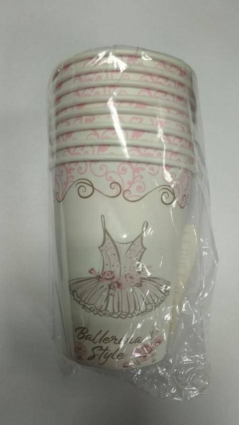 

Набор Стаканчиков бумажных с рисунком (8 шт./уп.) "Балет / пуанты" 220 мл -