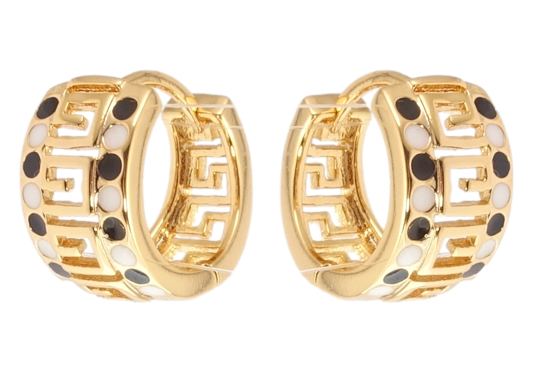 

Серьги Xuping Позолота 18K колечки "Резной орнамент с черно-белой эмалью"