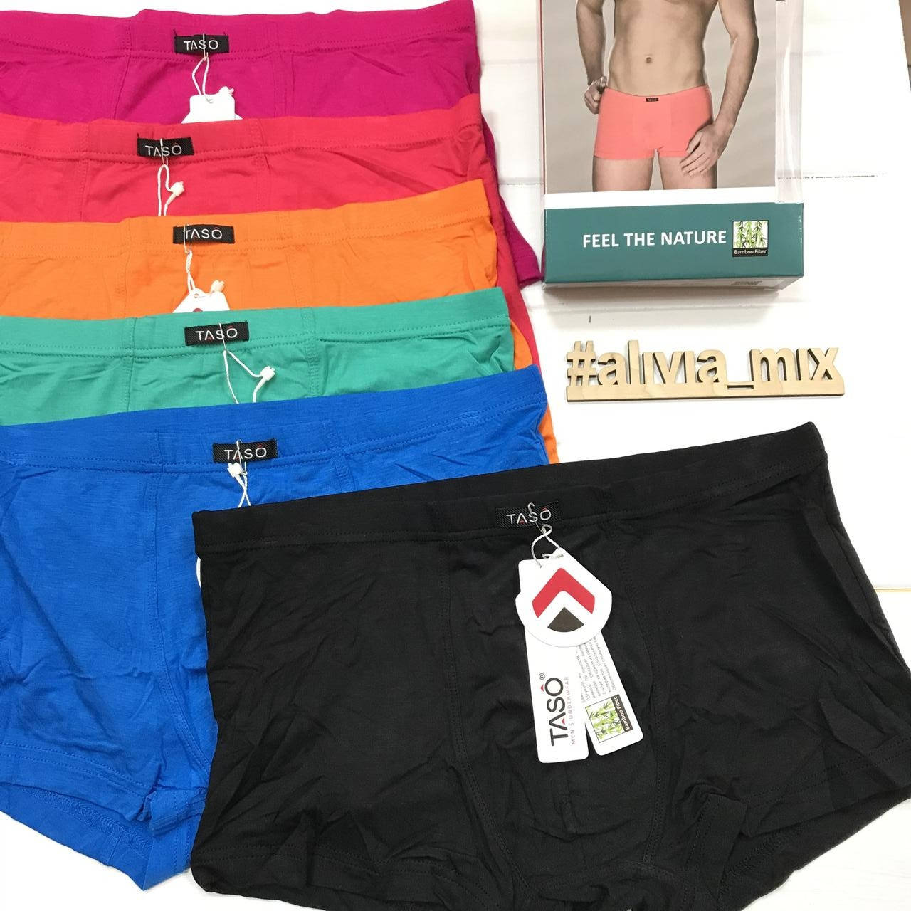 

Укороченные яркие мужские трусы TASO бамбук Черный, XL