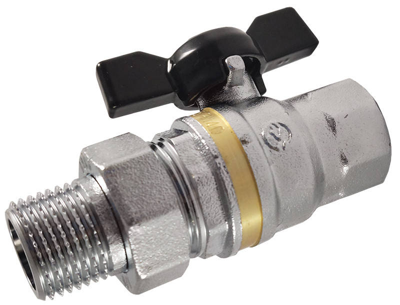 

Кран-американка прямой 1/2" НВ черная бабочка Еvo 18/144, Черный