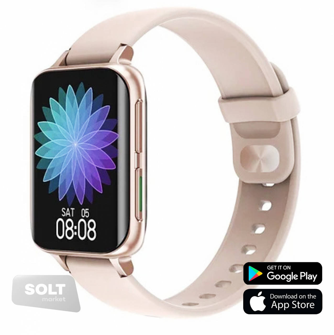 

Смарт часы Unit DTX 2 Fit Pro с датчиками ЭКГ, Bluetooth 5.0, IP67, Андроид и iOS, золотой/розовый