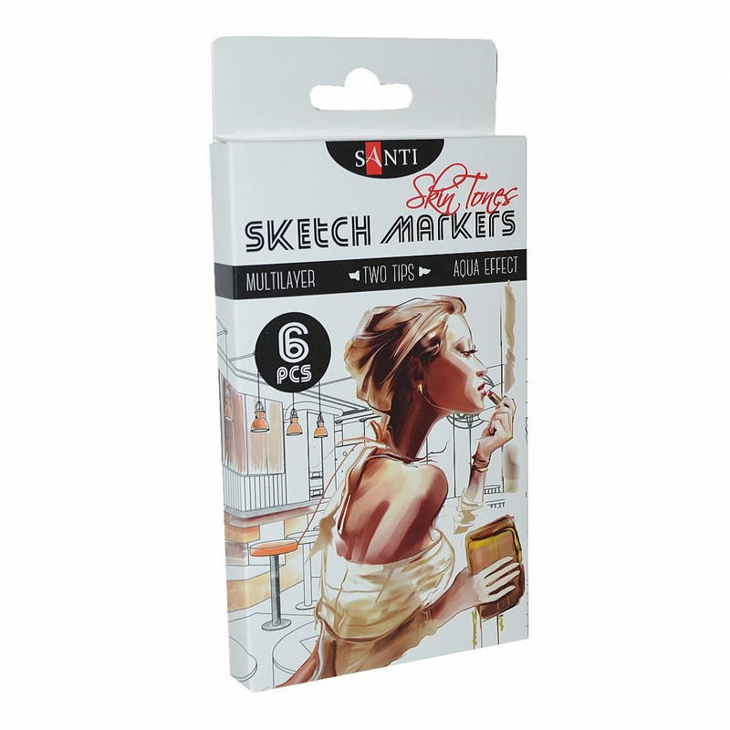 

Набір маркерів Santi sketch Skin Tones, 6 шт/уп, Разные цвета