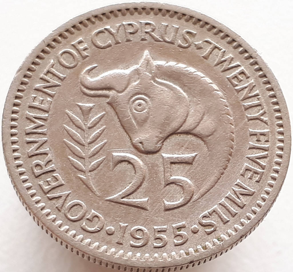

Британский Кипр 25 милс 1955