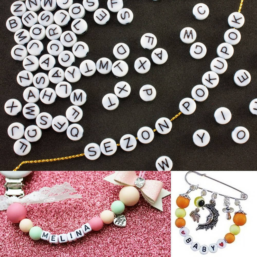 

(20 грамм) Пластиковые бусины плоские с буквами-АЛФАВИТКА 7х3мм (прим. 150 шт) Цвет белый