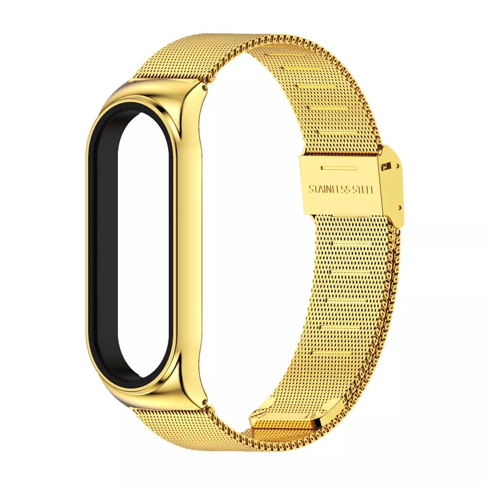 

Железный нержавеющий браслет Mijobs для Xiaomi Mi Band 3/4/5/6. Золото.