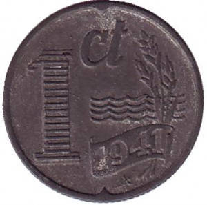 

Монета 1 цент. 1941 год, Нидерланды. (Цинк)