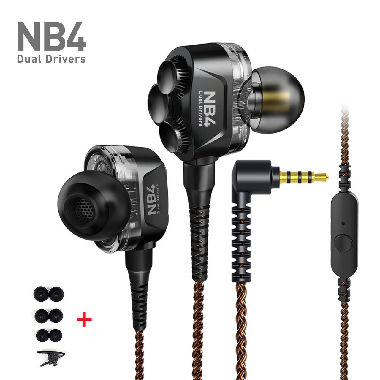 

Гибридные проводные наушники с микрофоном стерео гарнитура для телефона FRO NB4 Black, Черный