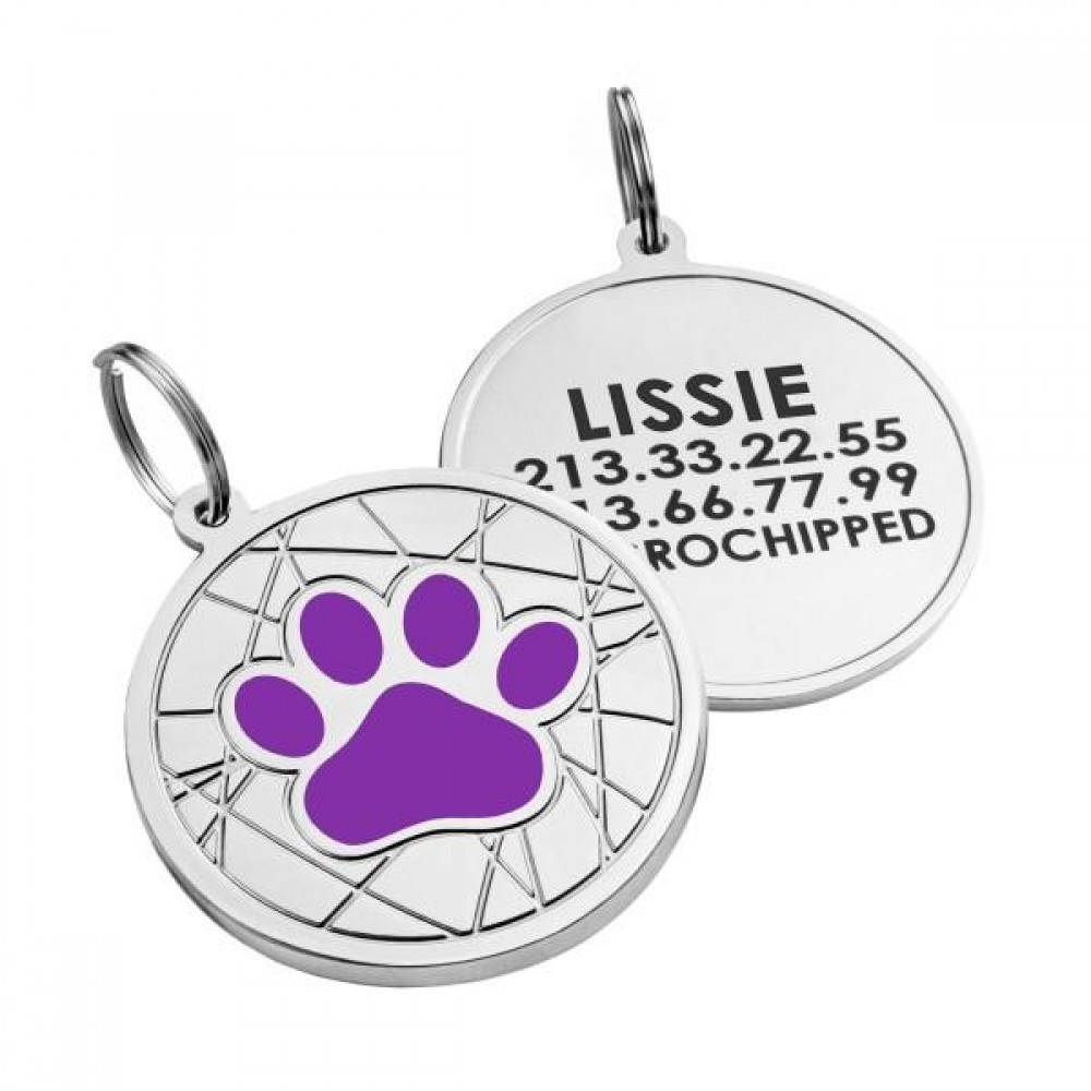 

Эмалированный Адресник для Собак BronzeDog Лапка на Фоне Объемной Паутинки