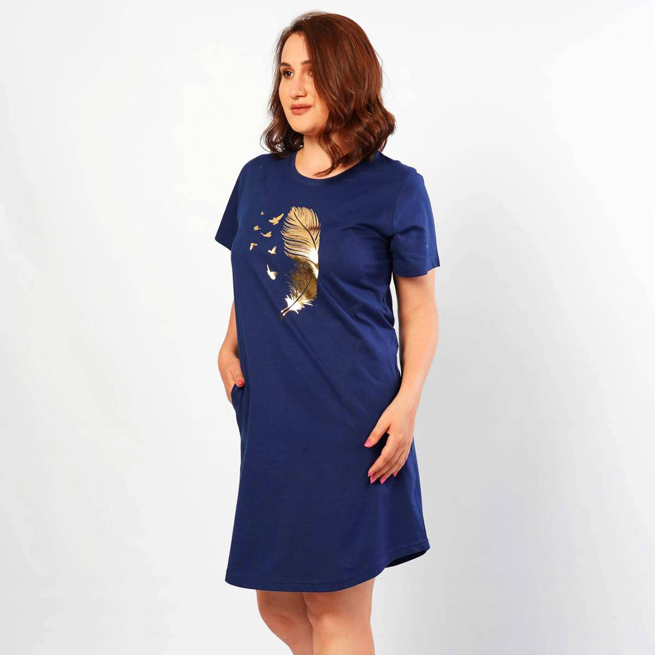 

Легкая туника для отдыха Vienetta Перо, Синий, 3XL