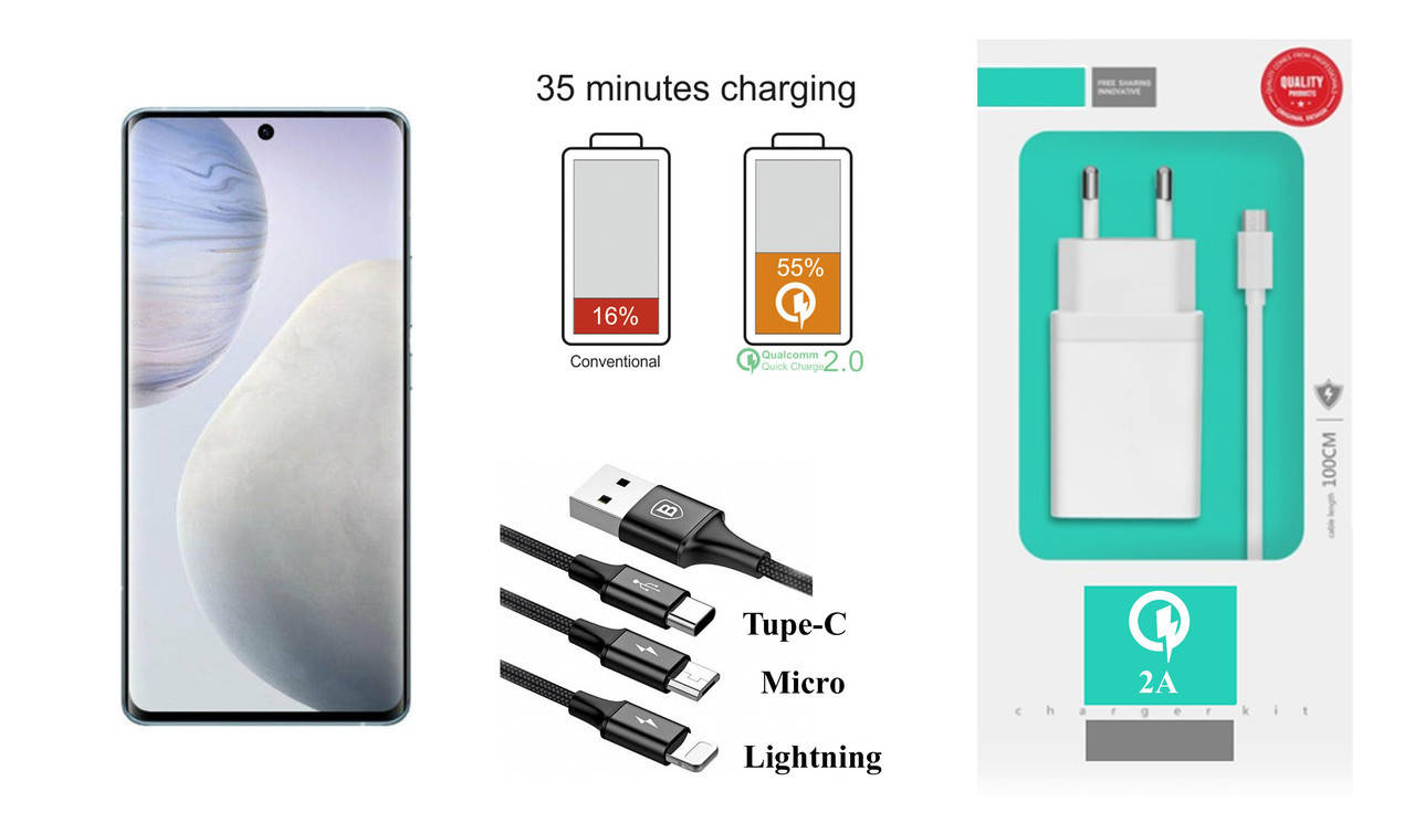 

Сетевое зарядное устройство Vivo X60 Pro, Fast Charger 2.1A, Белый