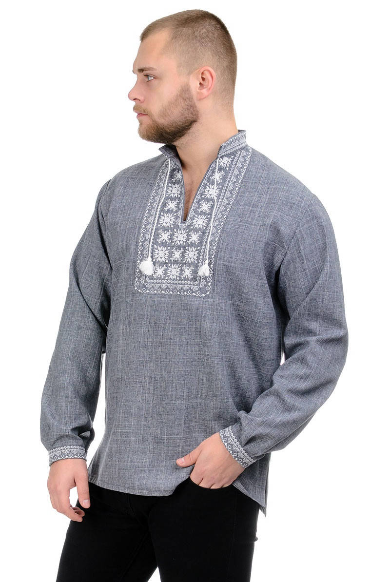 

Мужская сорочка-вышиванка Орнамент - серая