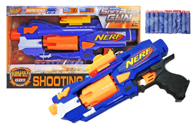 

Бластер "NERF" на поролонових кулях, на батарейках, в коробці JBY-004
