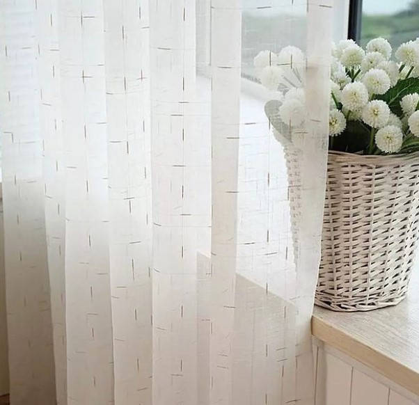 

Тюль лен «Штрихи». Цвет белый с золотистый, Молочный