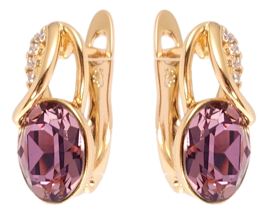 

Серьги Xuping Позолота 18K с кр-ми Swarovski английский замок "Кристалл Amethyst"