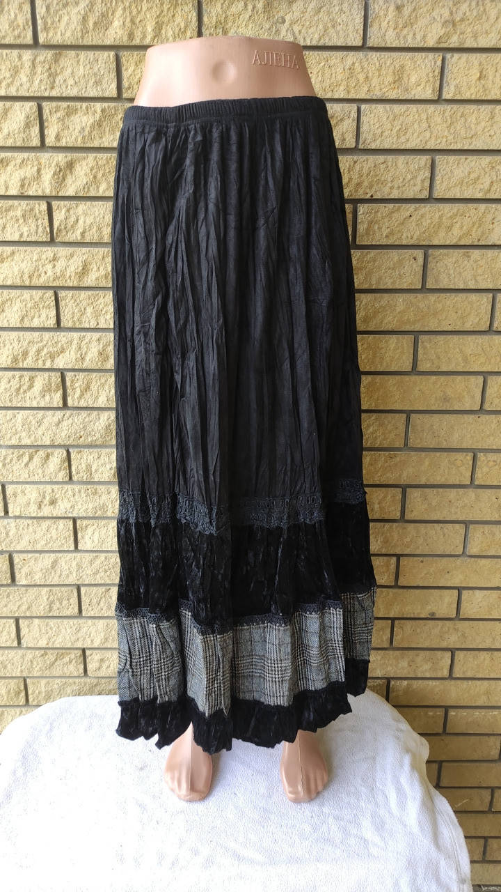 

Юбка длинная в пол коттоновая(велюровая) большого размера MEGGIE, Черный