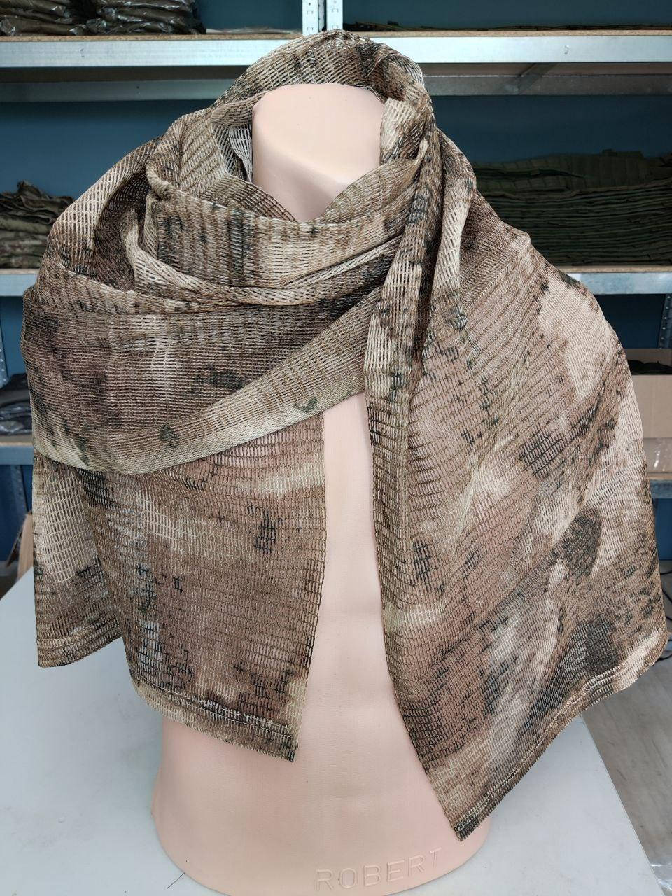 

Маскировочная сетка шарф тактическая военная для солдат СЗУ шарф снайпера коричневый, Хаки