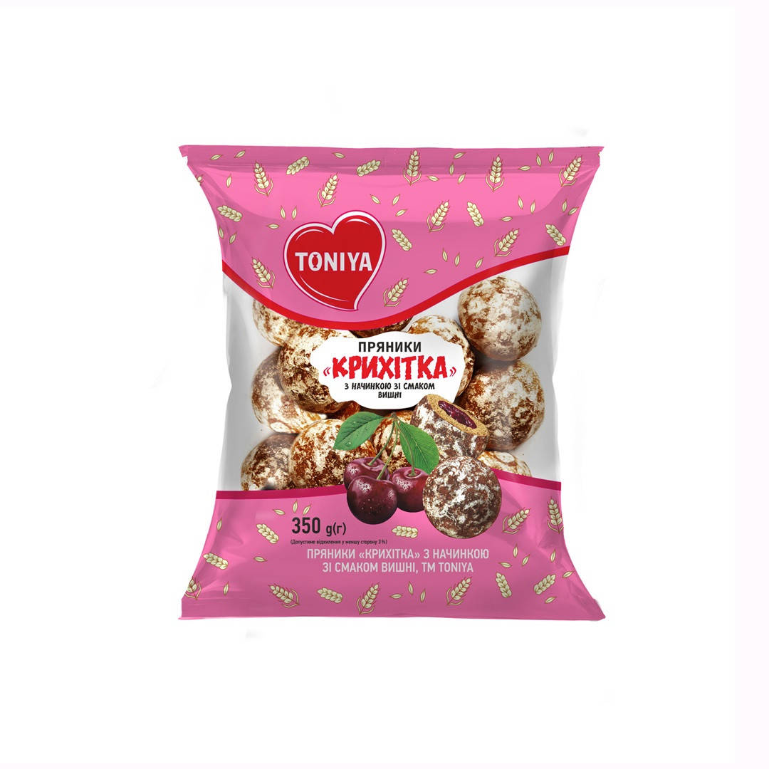 

Пряник свежий вкусный ароматный Крошка с начинкой вишни 350г TM TONIYA