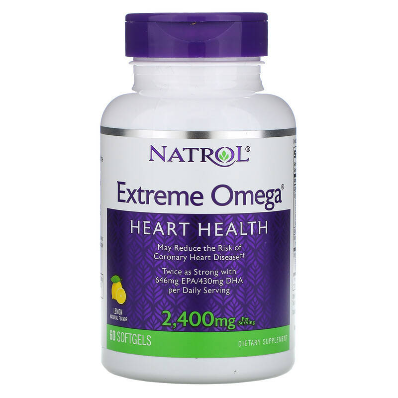 

Омега Extreme, Extreme Omega, Natrol, лимон, 2,400 мг, 60 кап.