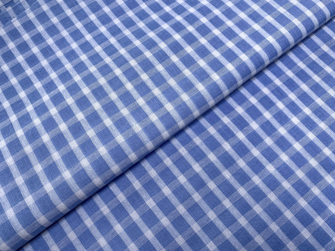 

Коттон клеточка 15 мм, голубой